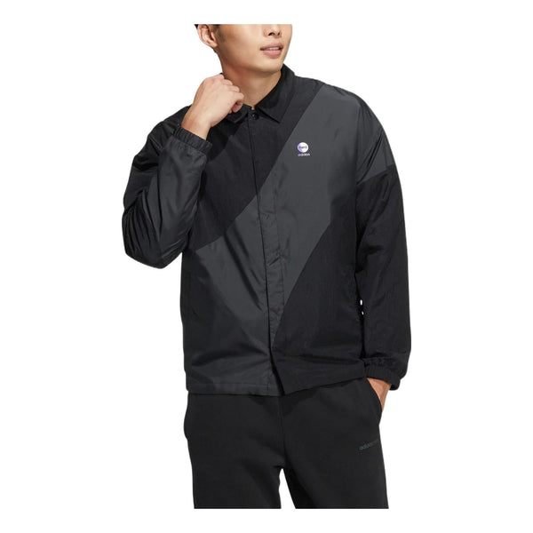 Куртка adidas neo Solid Color Logo Micro Mark Athleisure Casual Sports Woven Jacket Black, черный
