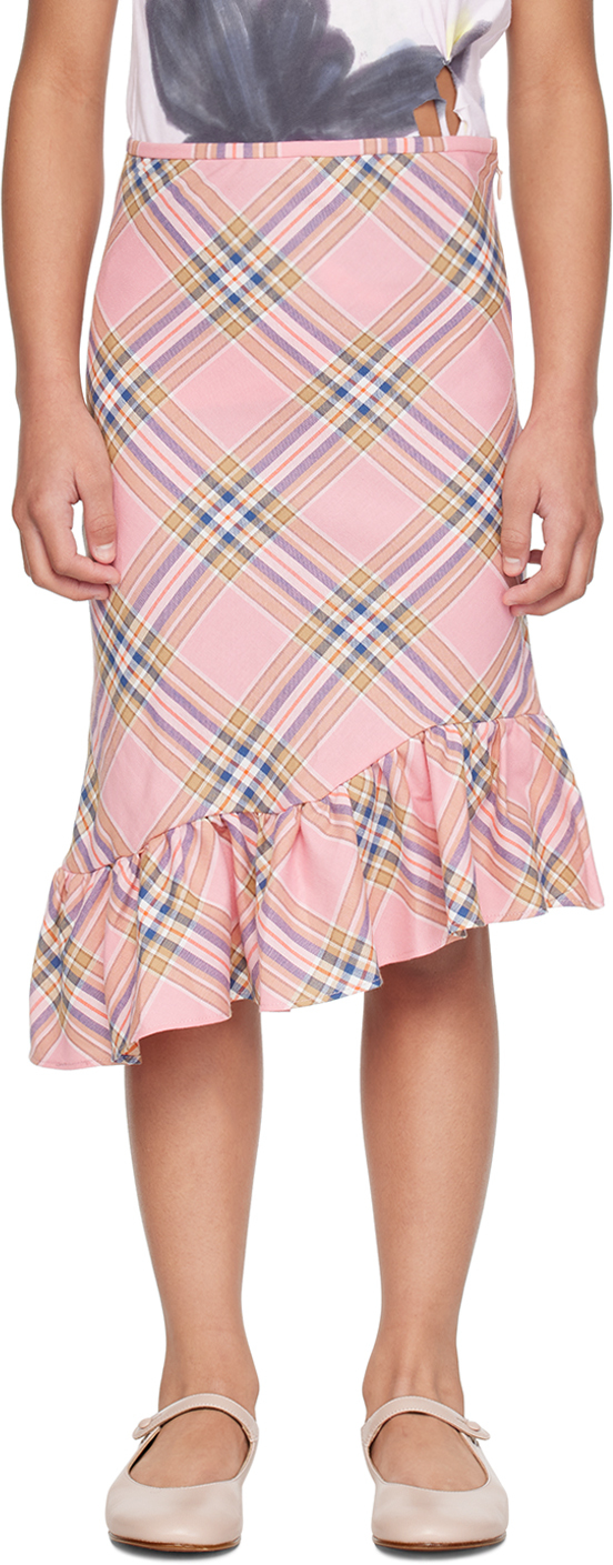 SSENSE Эксклюзивная детская розовая юбка с цветочным принтом Collina Strada