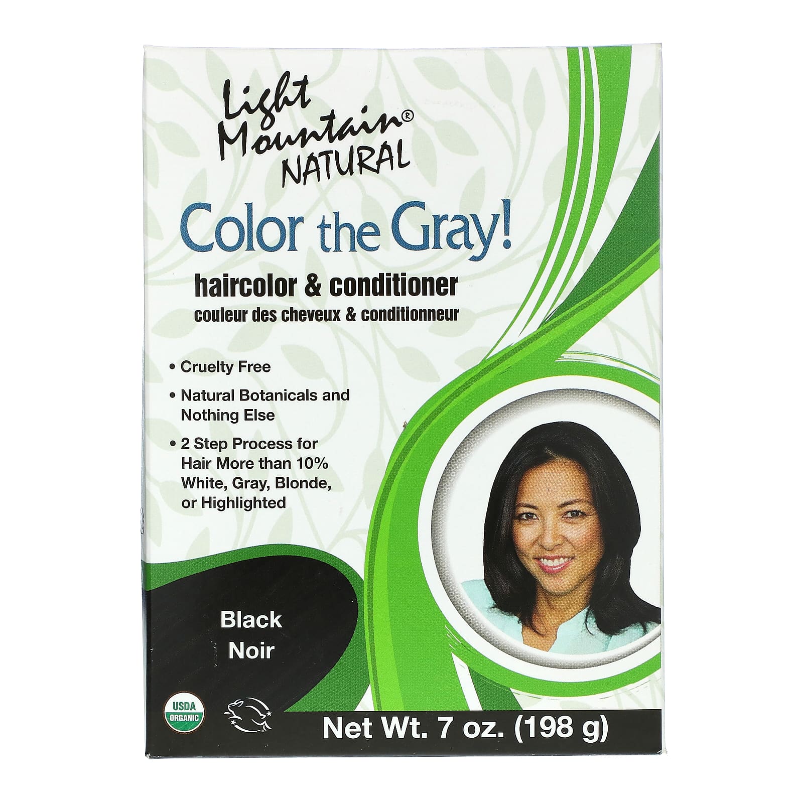 Light Mountain Color the Gray! Натуральная краска для волос и кондиционер черный 7 унций (198 г)