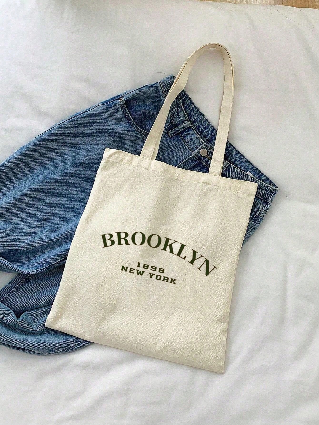 printio сумка brooklyn Сумка-тоут с буквенным принтом New York Сумка для покупок, бежевый