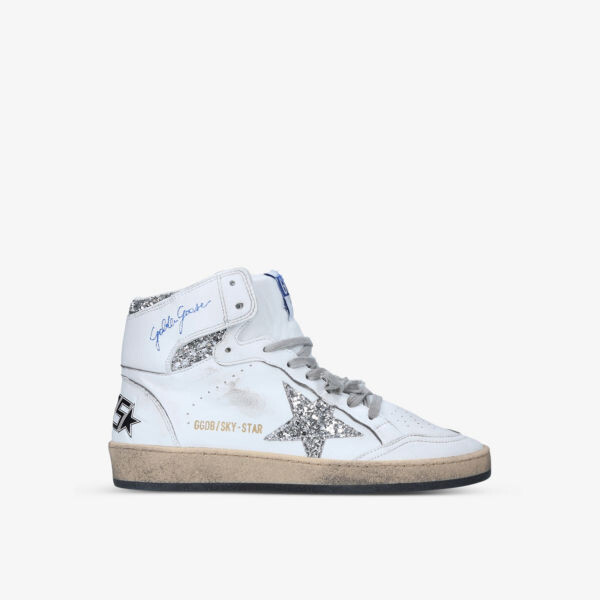 

Женские кожаные высокие кроссовки Sky Star 80185 Golden Goose, белый