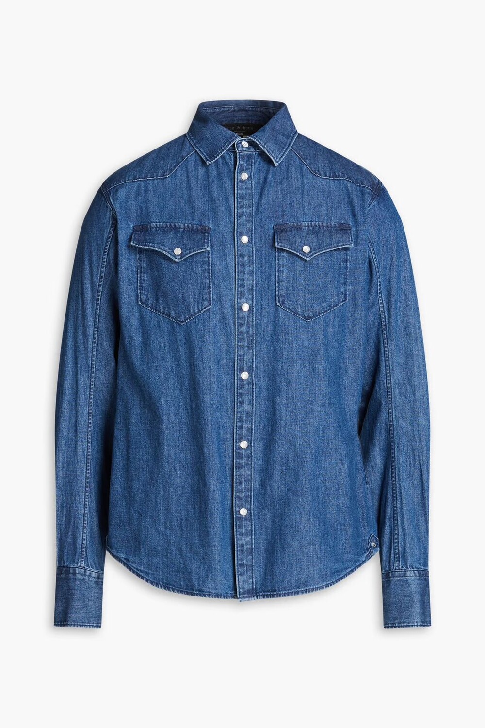 

Рубашка в стиле вестерн из хлопка и шамбре Rag & Bone, средний деним