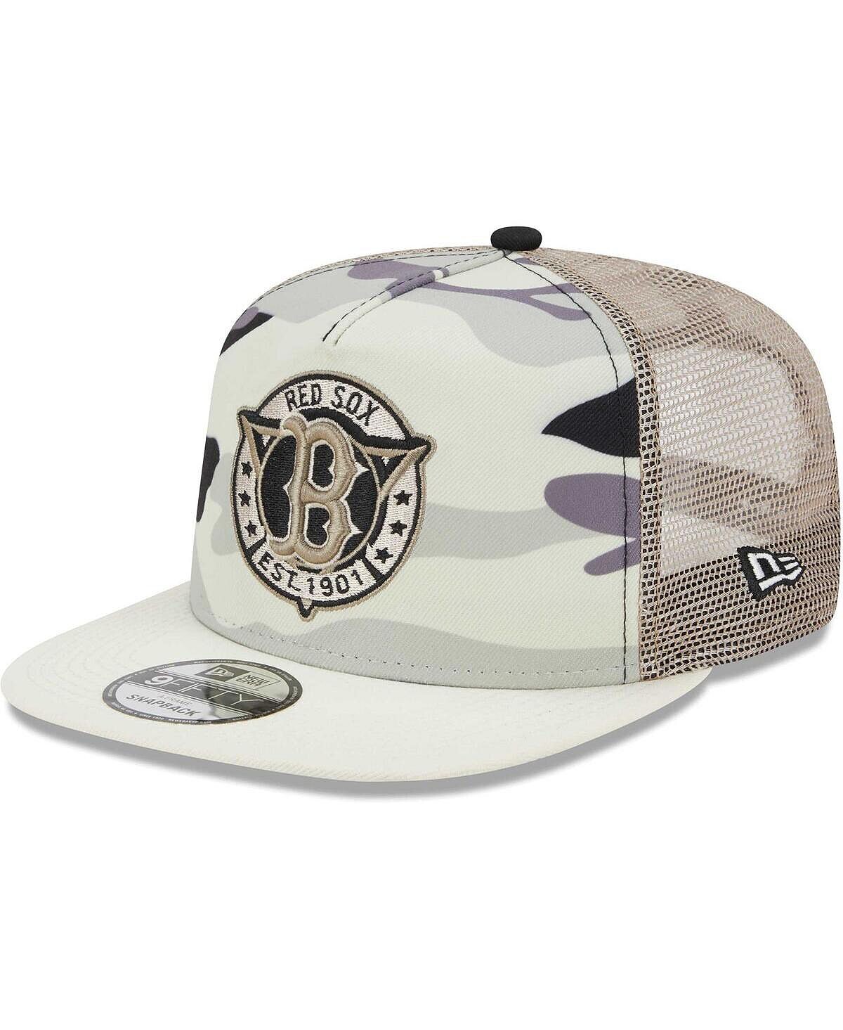 

Мужская белая кепка Boston Red Sox с камуфляжной рамкой и А-образной рамкой 9FIFTY Trucker Snapback New Era
