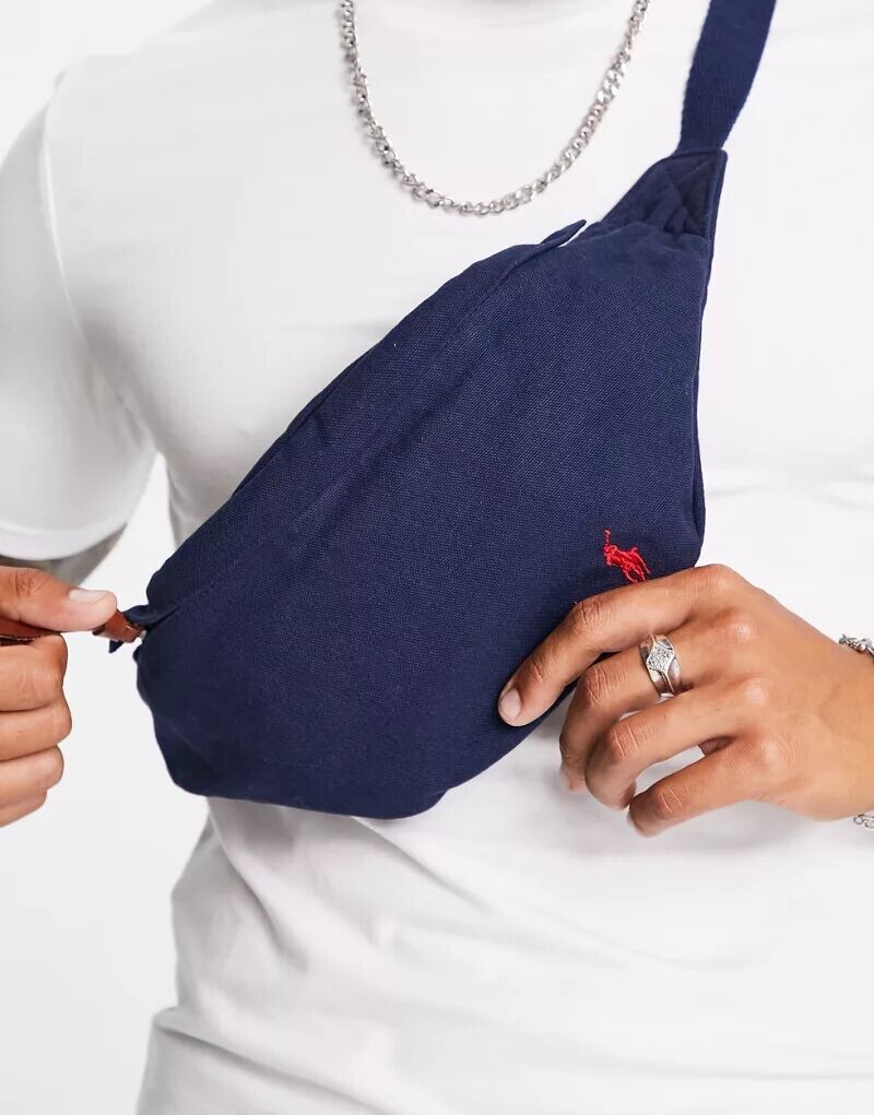 

Темно-синяя поясная сумка с логотипом Polo Ralph Lauren