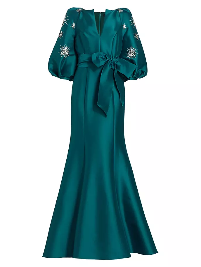 

Украшенное платье с блузоном и рукавами Badgley Mischka, бирюзовый, Зеленый