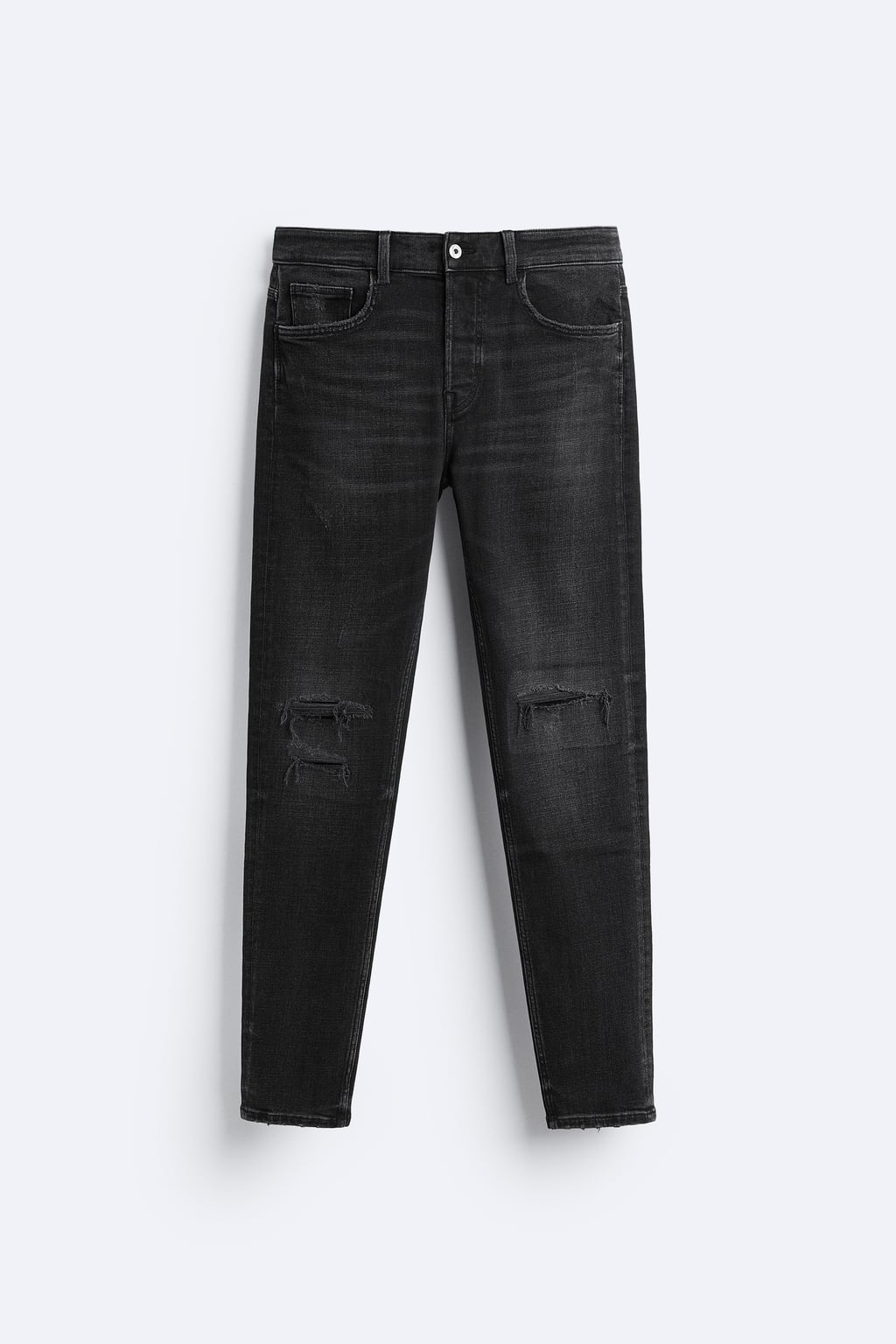 

Рваные джинсы узкого кроя ZARA, черный