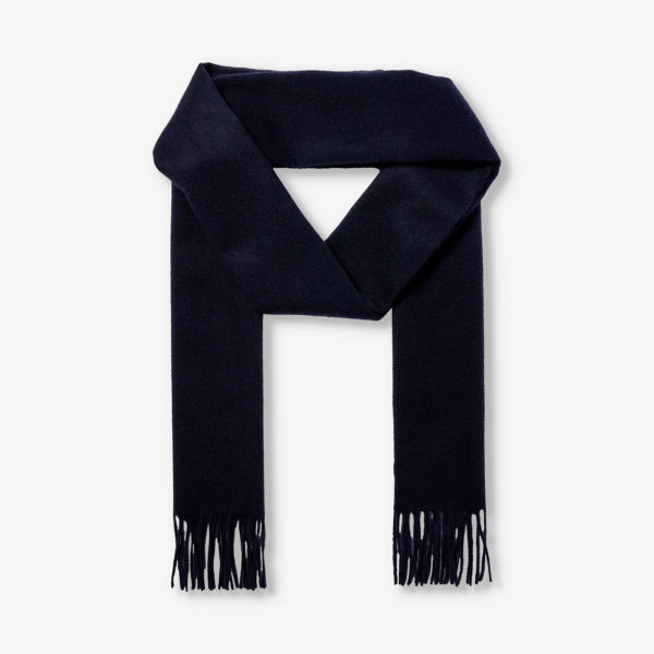 цена Кашемировый шарф с бахромой Johnstons, темно-синий