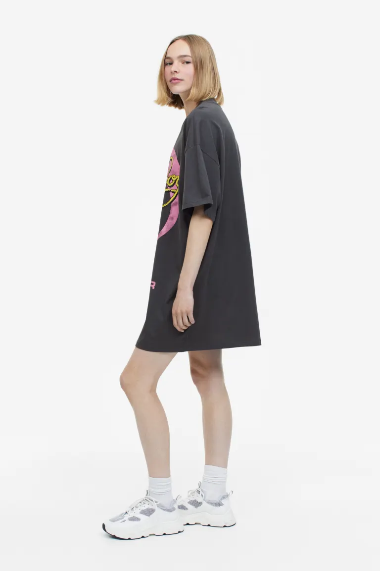 

Платье-футболка с мотивом спереди H&M, серый