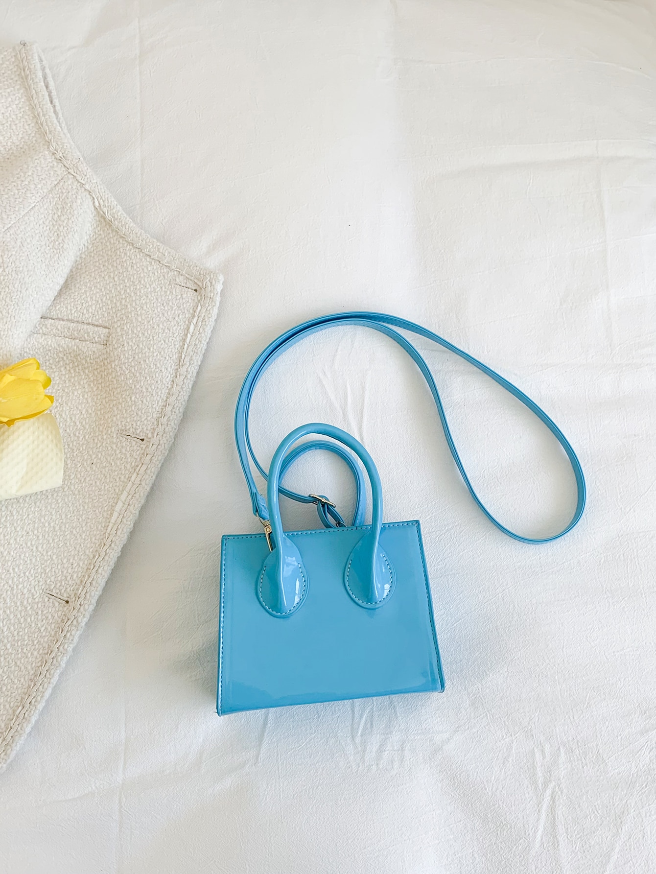 Модная мини-многофункциональная женская сумка из лакированной кожи с лазерной отделкой, синий