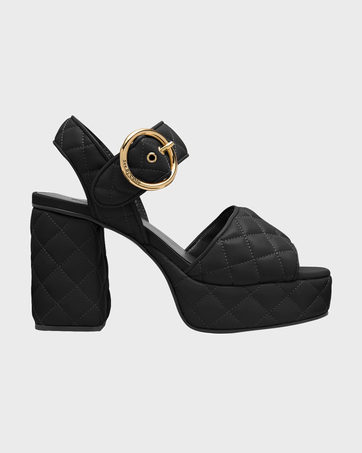 

Стеганые босоножки на платформе Jodie с ремешком на щиколотке See by Chloé, цвет Black