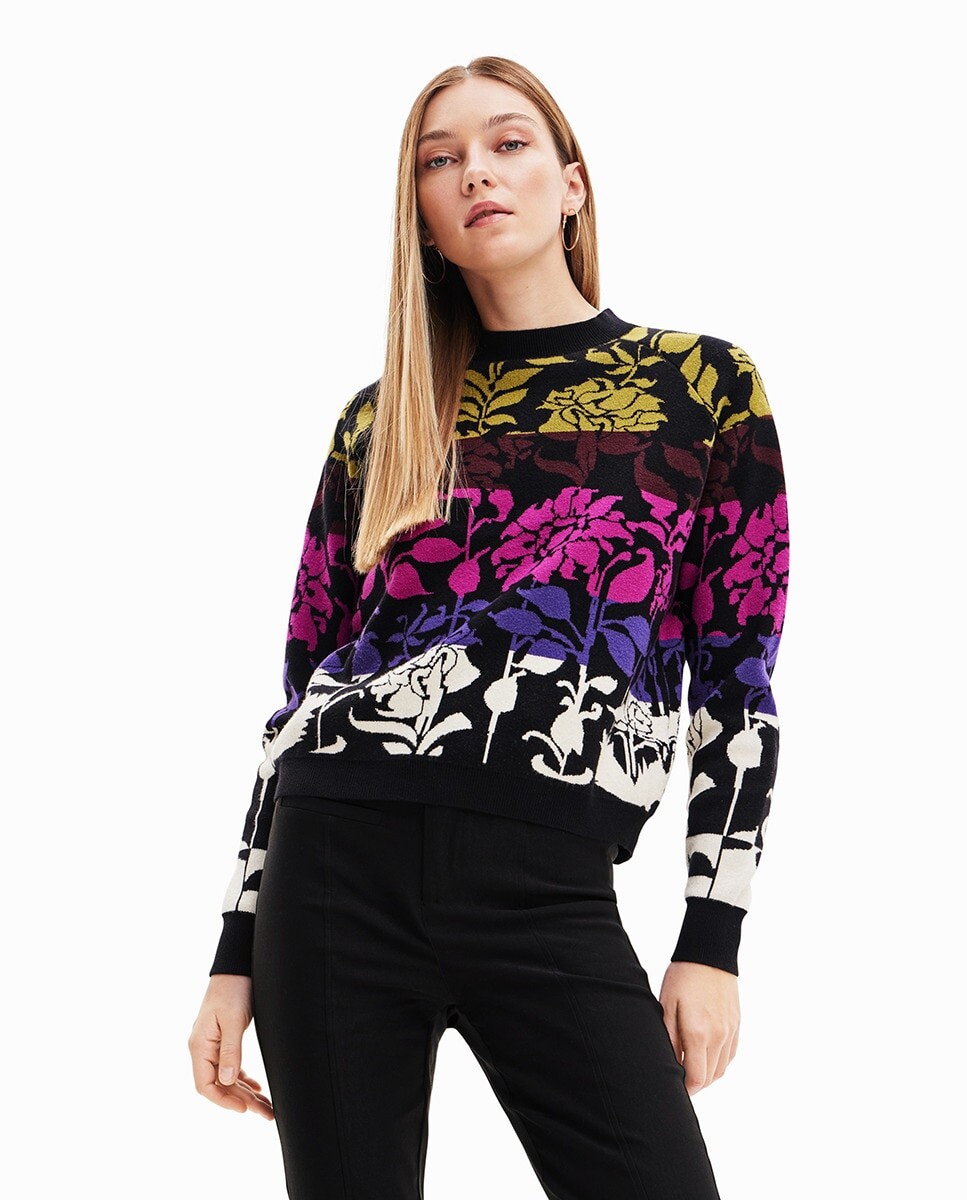 

Жаккардовый свитер с цветочным принтом Desigual, черный