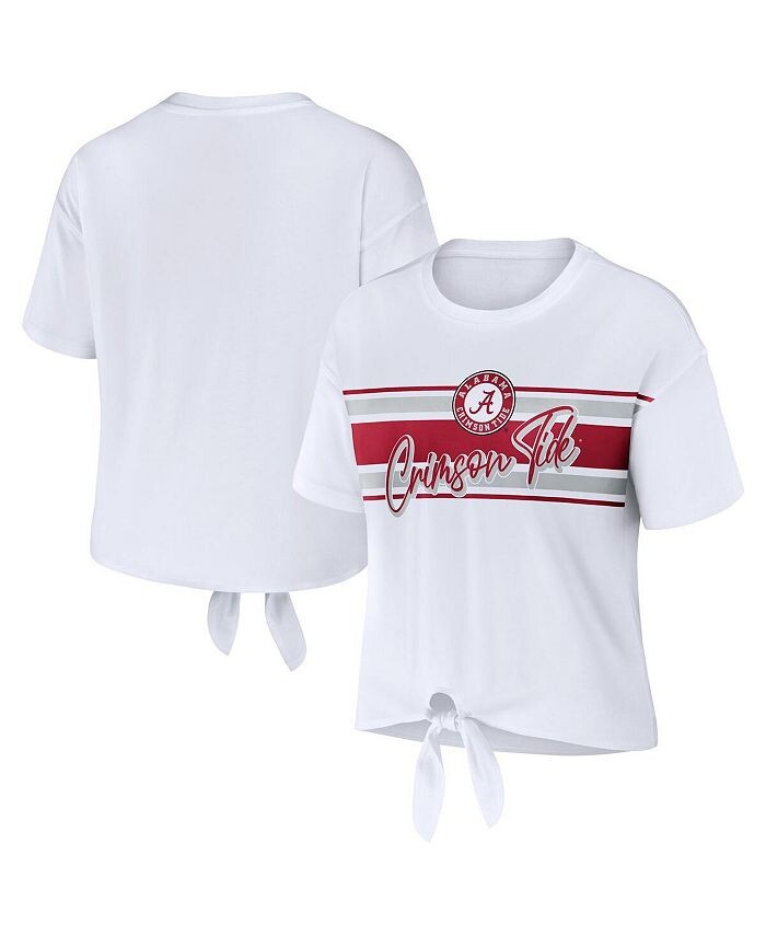 

Женская белая укороченная футболка с узлом в полоску спереди Alabama Crimson Tide WEAR by Erin Andrews, белый