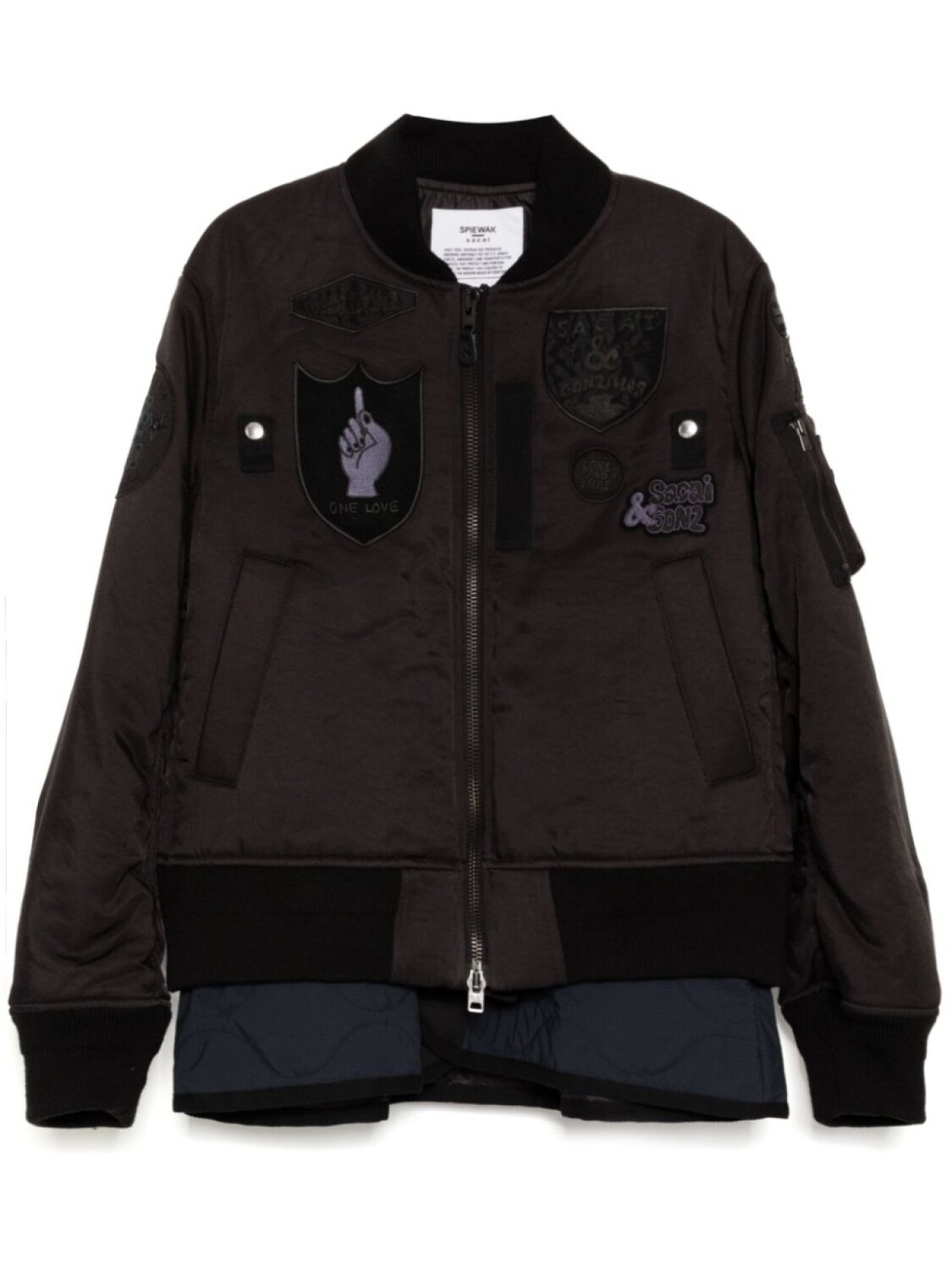 

Бомбер с нашивками Sacai, черный