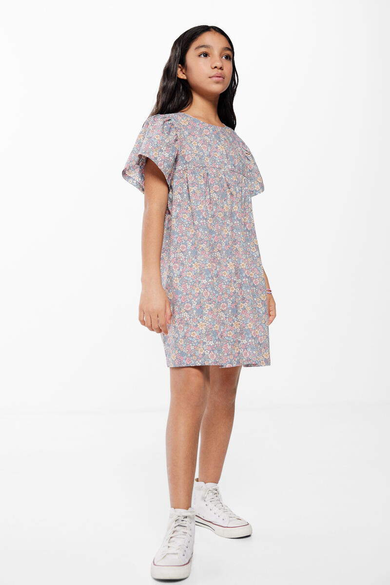 Серое платье с цветочным принтом для девочки Springfield Kids, темно-серый платье струящееся с короткими рукавами с принтом 10 18 лет 16 лет 162 см разноцветный