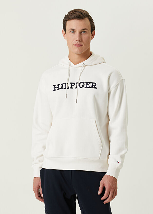 

Белая толстовка с капюшоном и логотипом monotype Tommy Hilfiger, Белый