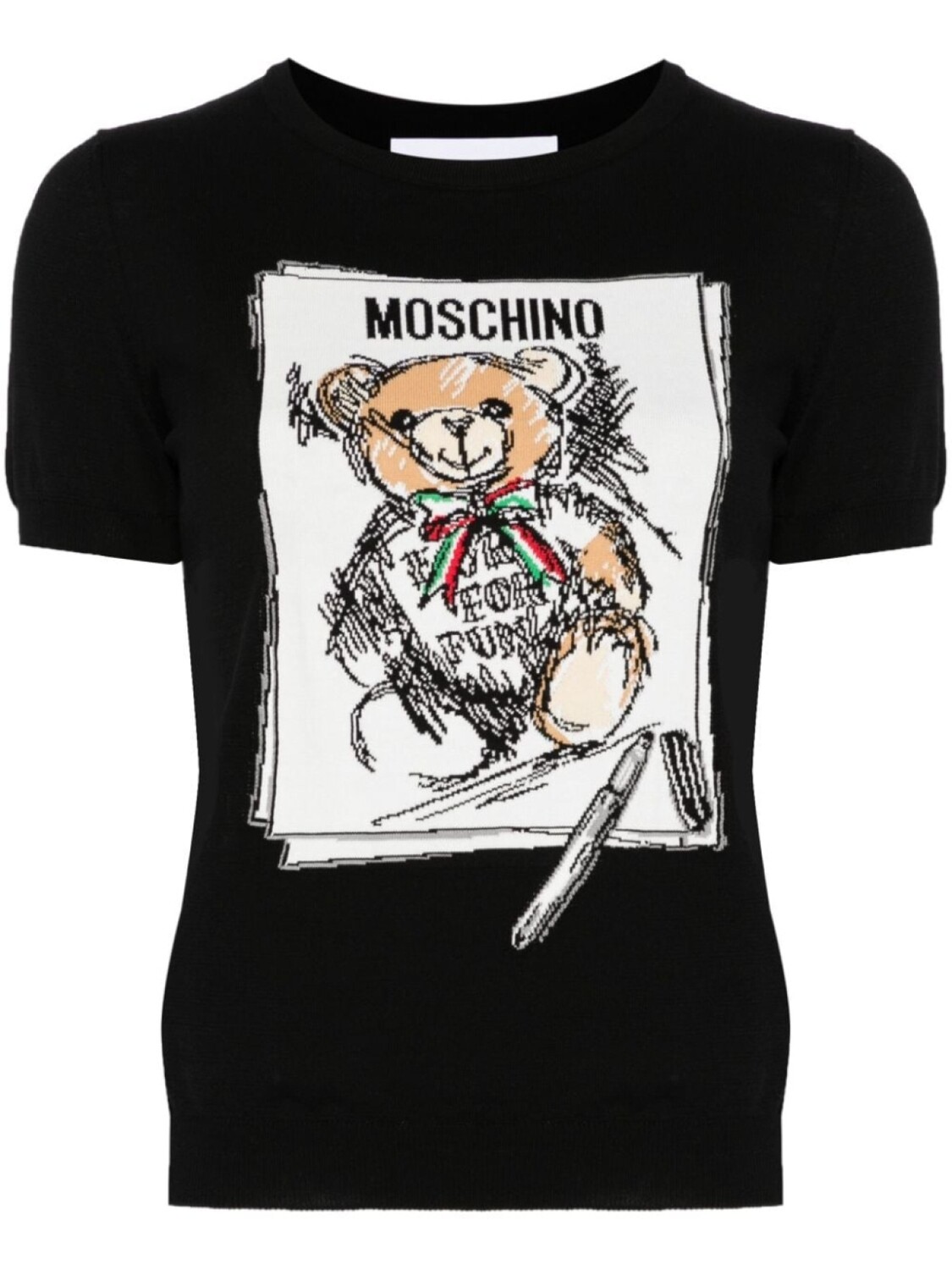 

Moschino вязаный топ с плюшевым мишкой, черный