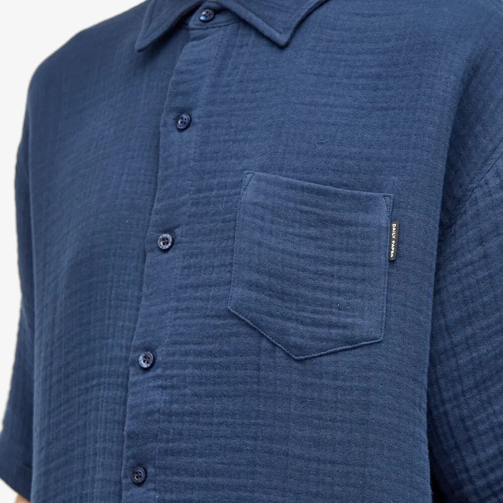 Daily Paper Рубашка с коротким рукавом Enzi из хлопчатобумажной ткани, синий рубашка с коротким рукавом из фактурной ткани