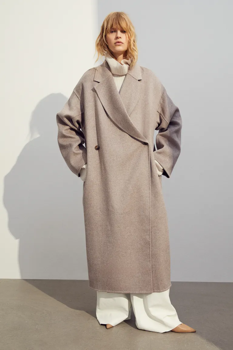 Пальто из смесовой шерсти H&M, бежевый