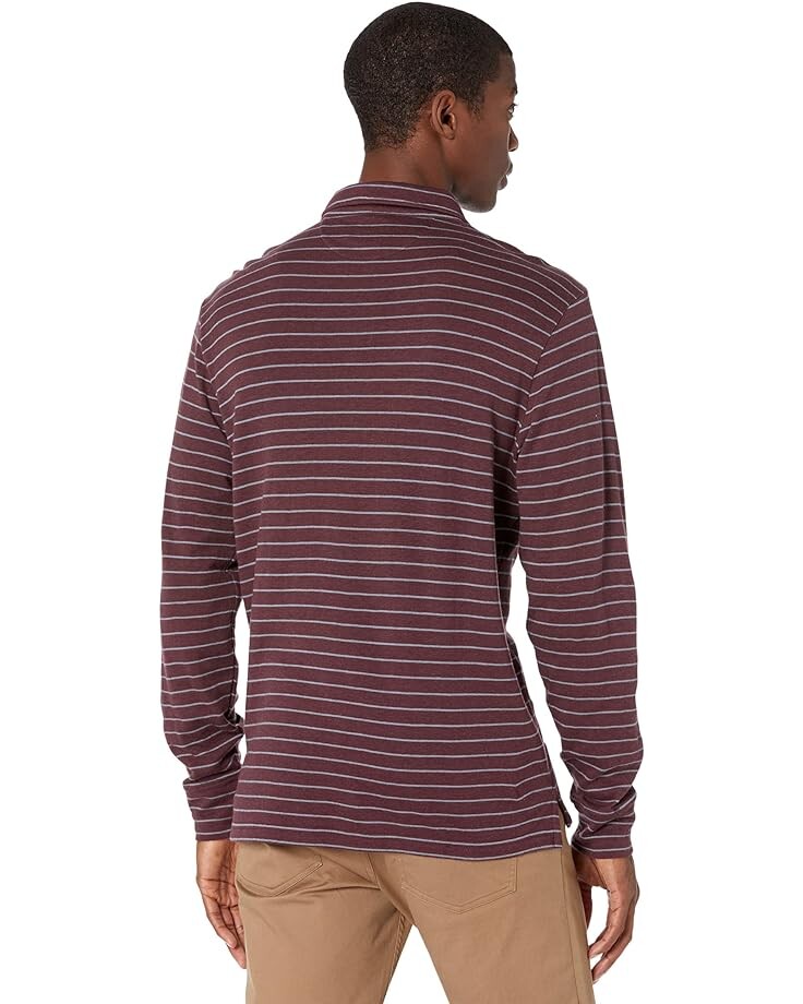 

Поло Faherty Cloud Long Sleeve Striped Heather Polo, цвет Merlot Flint Stripe