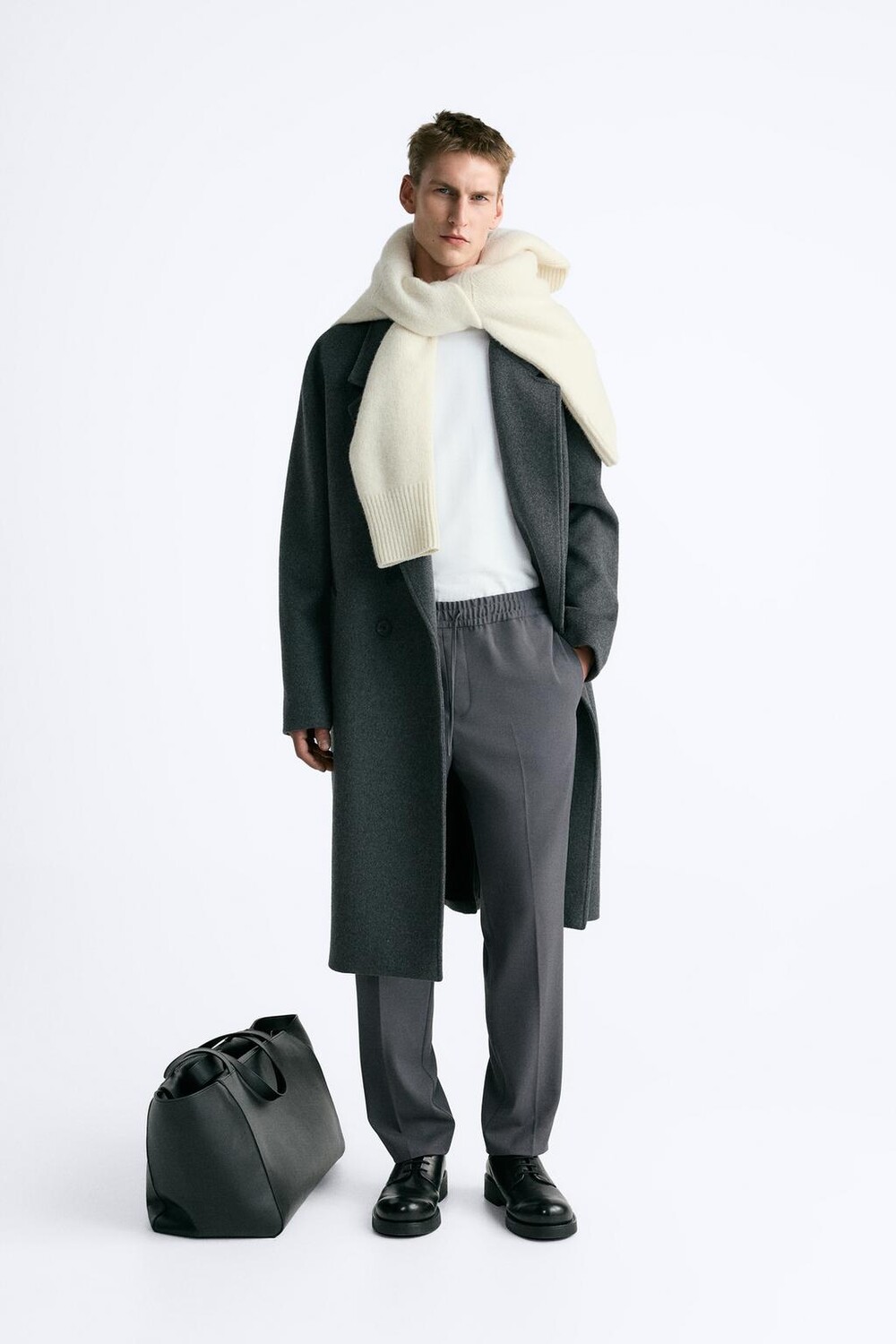 

Комфортные брюки для джоггера на поясии ZARA, цемент