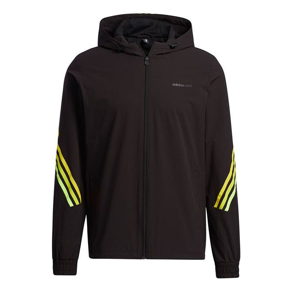 Куртка adidas neo M Fav 3s Wb 2 Stripe Sports hooded Logo Jacket Black, мультиколор