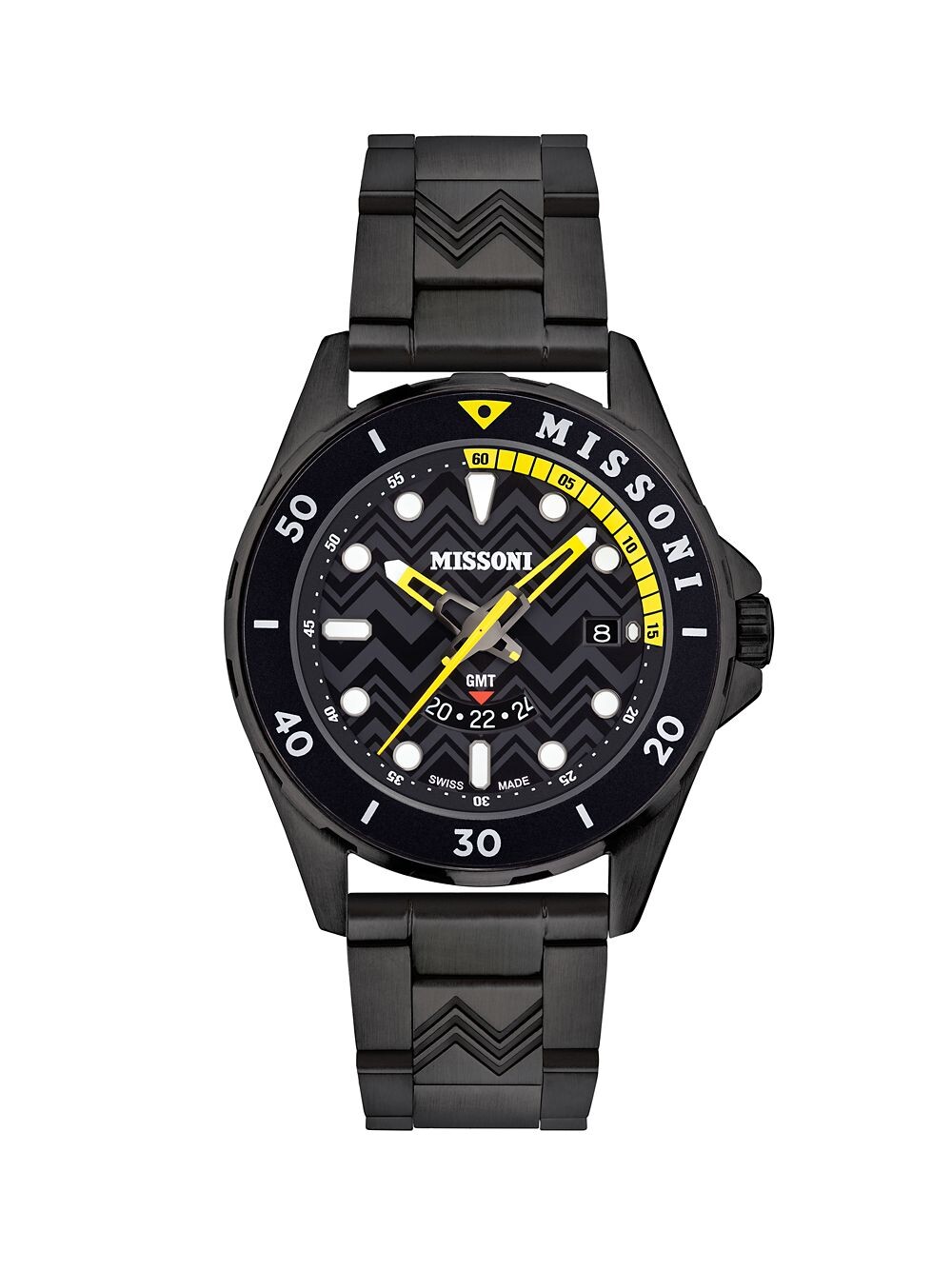 

Часы GMT Traveller 43 мм из нержавеющей стали Missoni, черный