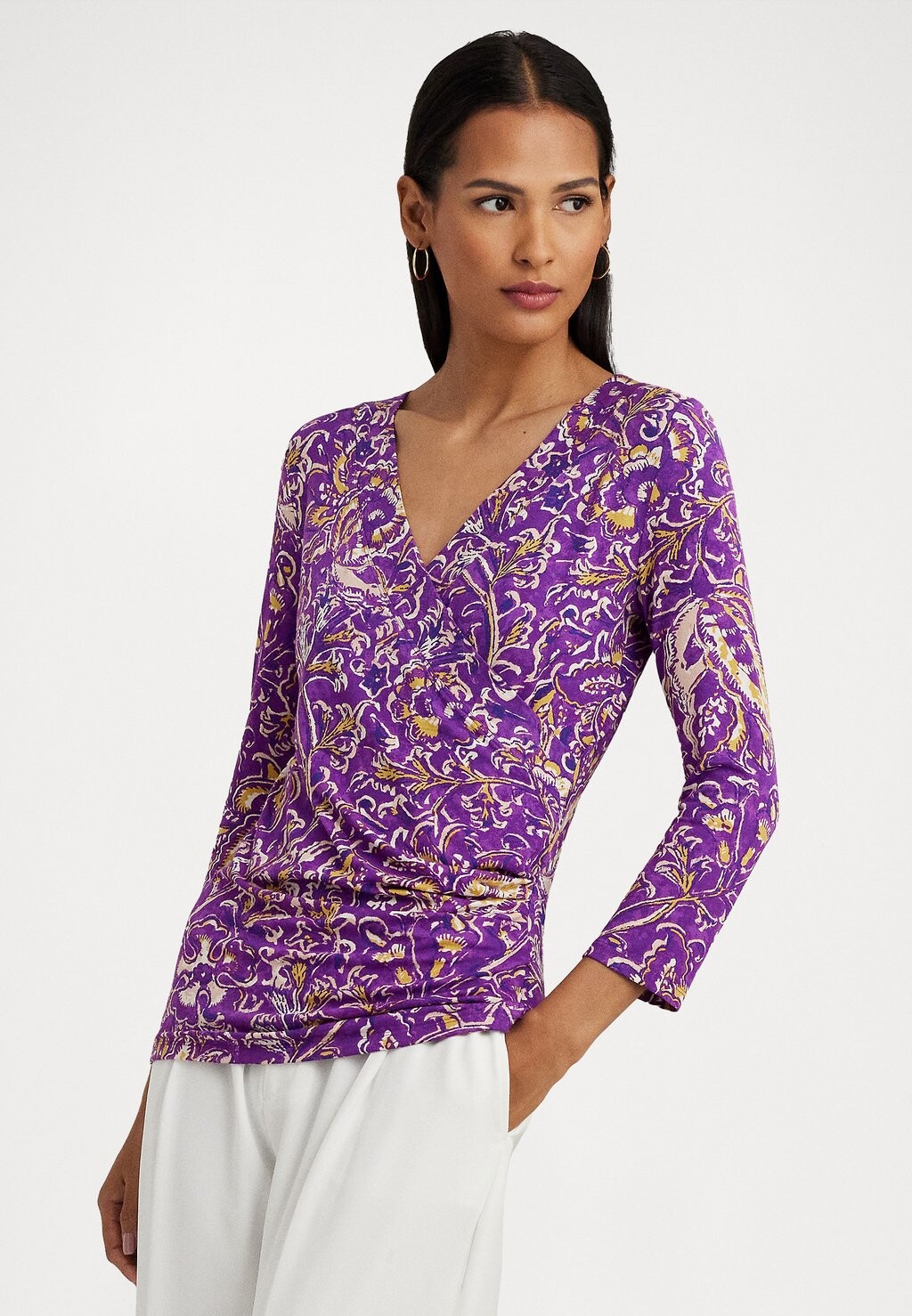 

Топ с длинными рукавами Lauren Ralph Lauren ALAYJA MID SLEEVE, фиолетовый/желтый/кремовый