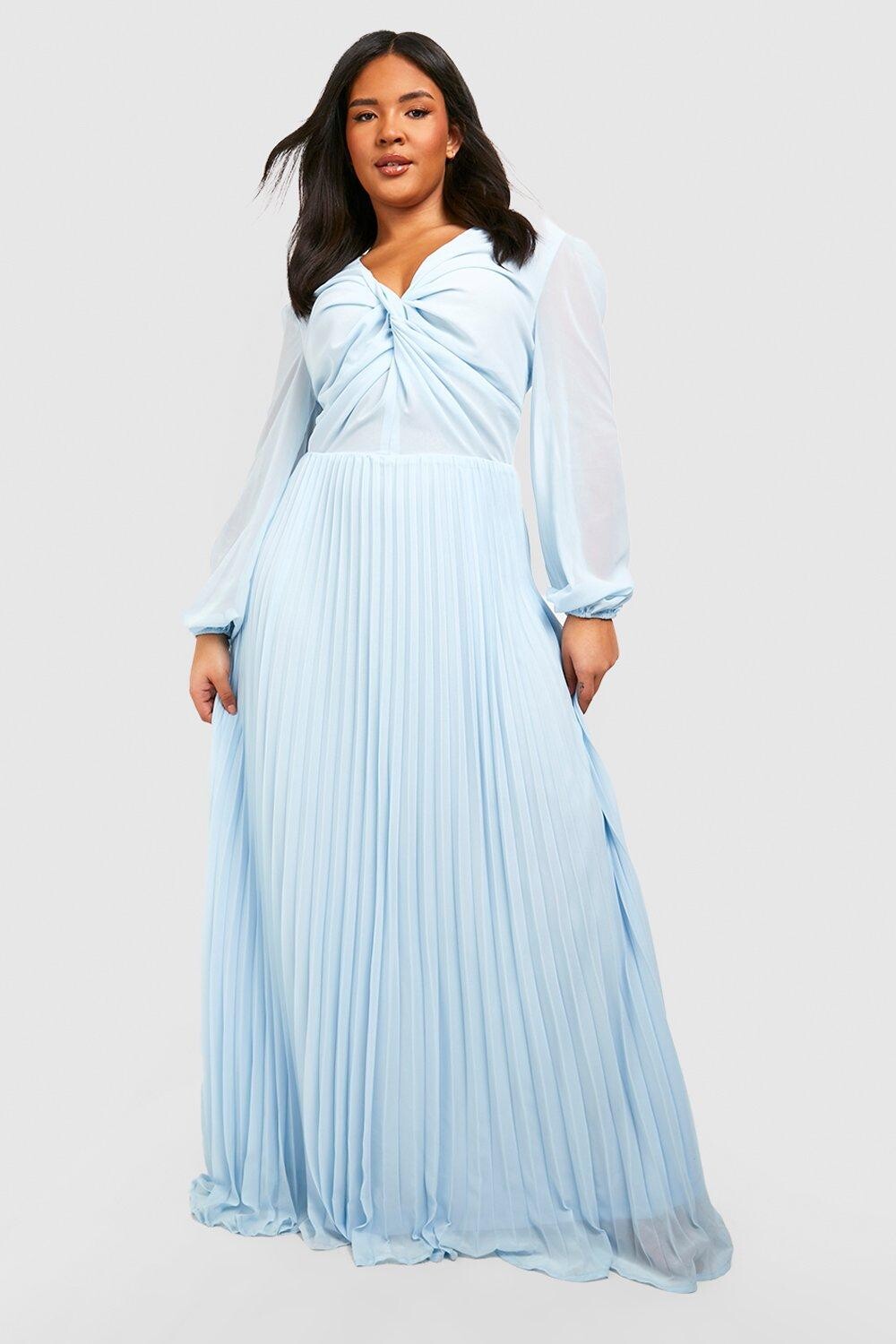 

Платье макси из шифона Boohoo, синий
