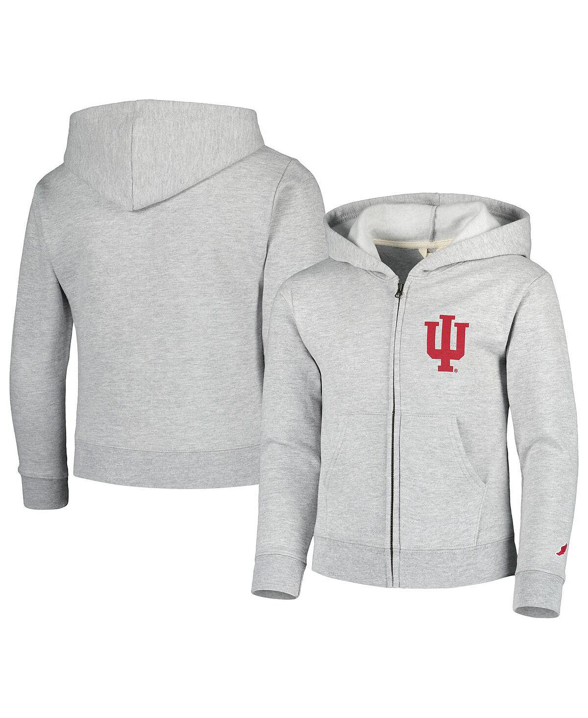 

Толстовка с капюшоном на молнии во всю длину Big Boys Heather Grey Indiana Hoosiers League Collegiate Wear