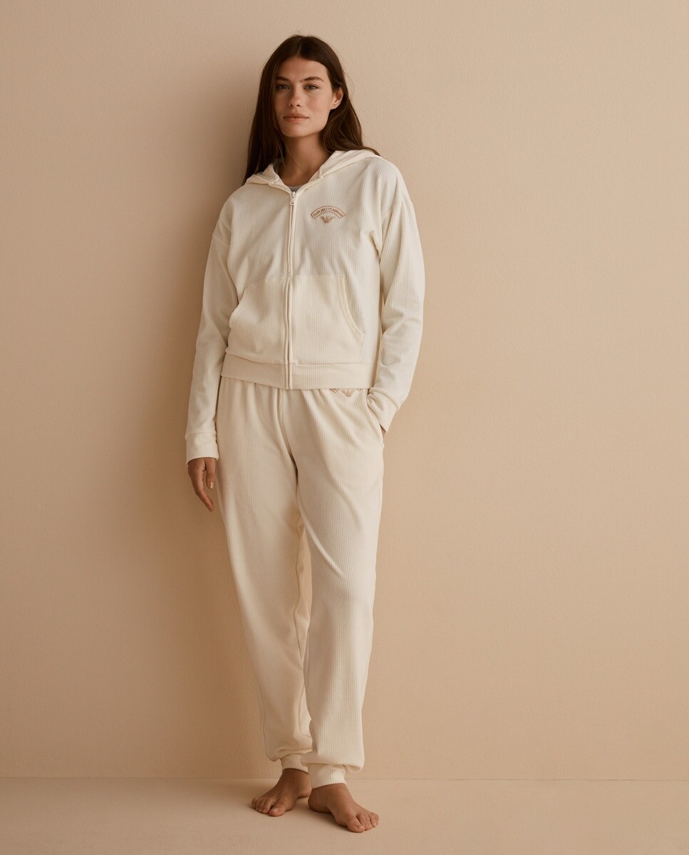 

Женские длинные бархатные пижамные брюки Emporio Armani, кремовый