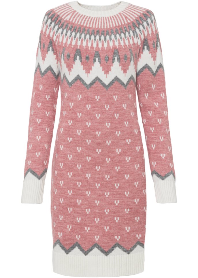 цена Вязаное платье норвежским узором Bodyflirt Boutique, розовый