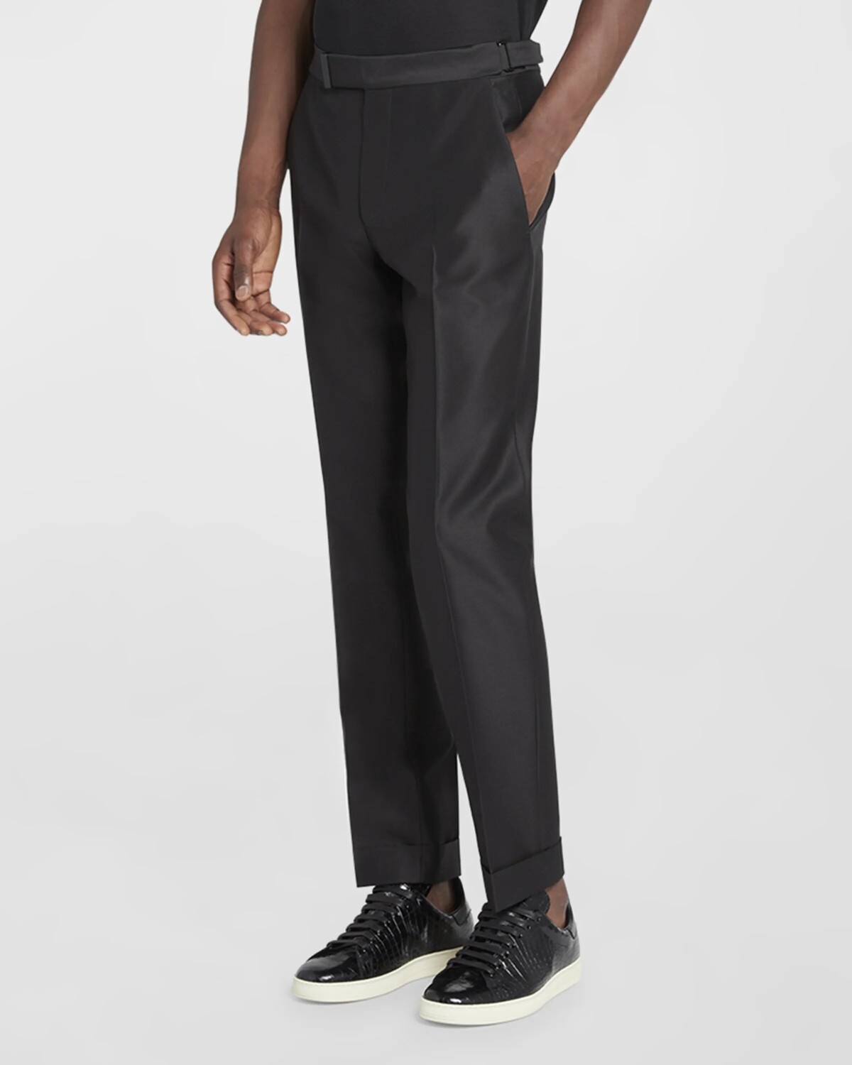 

Мужские брюки Atticus из шерсти и шелка фай TOM FORD, цвет Black