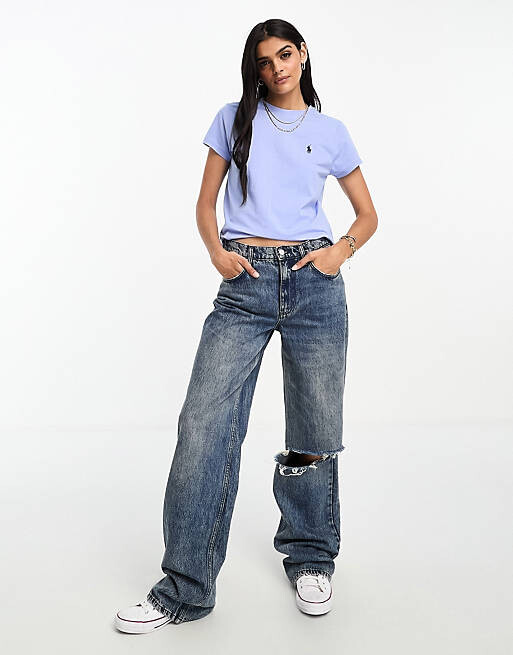 

Голубая футболка с логотипом Polo Ralph Lauren