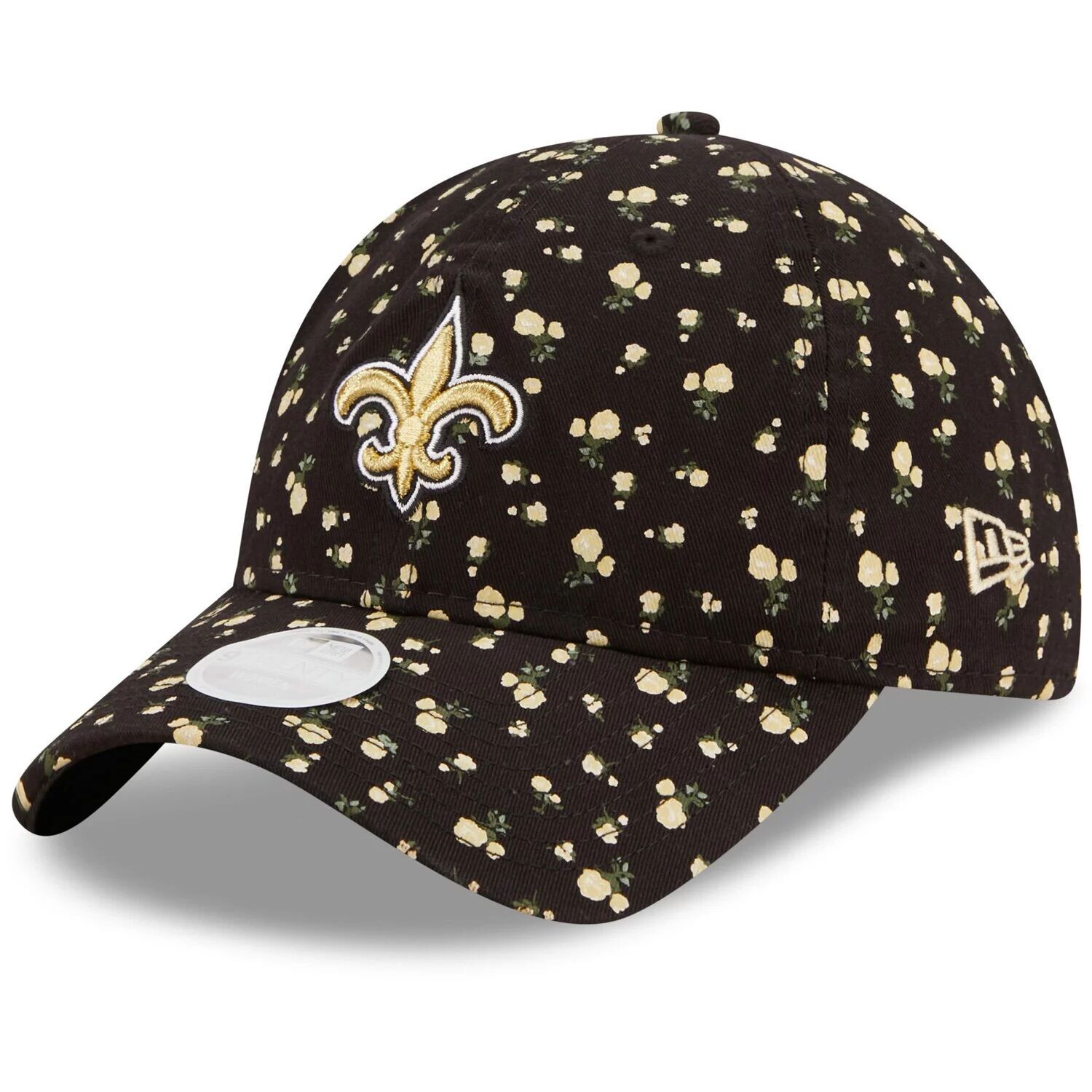 

Женская регулируемая шляпа New Era Black New Orleans Saints с цветочным принтом 9TWENTY New Era