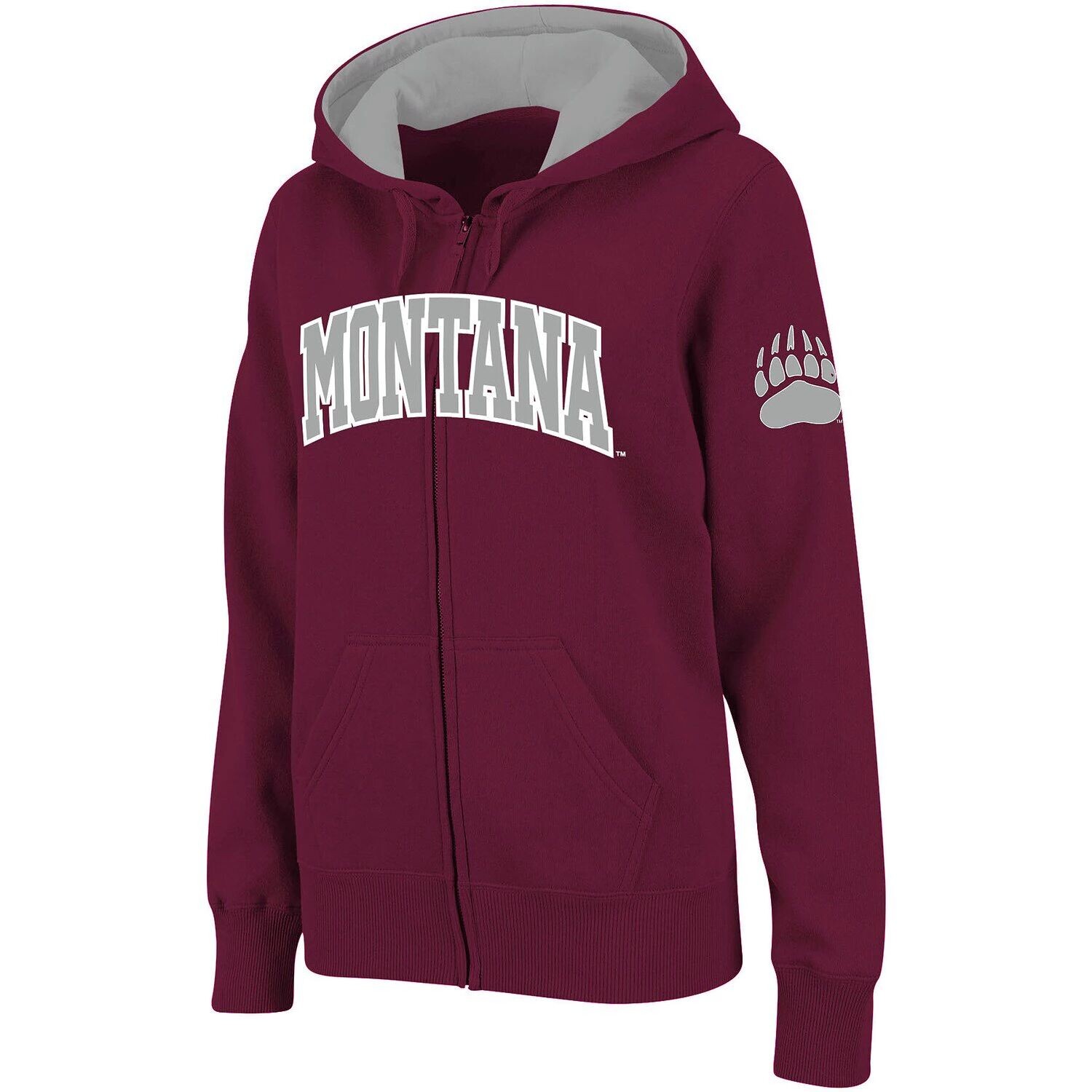 

Женская толстовка с капюшоном Stadium Athletic Maroon Montana Grizzlies и молнией во всю длину с арочным именем Colosseum