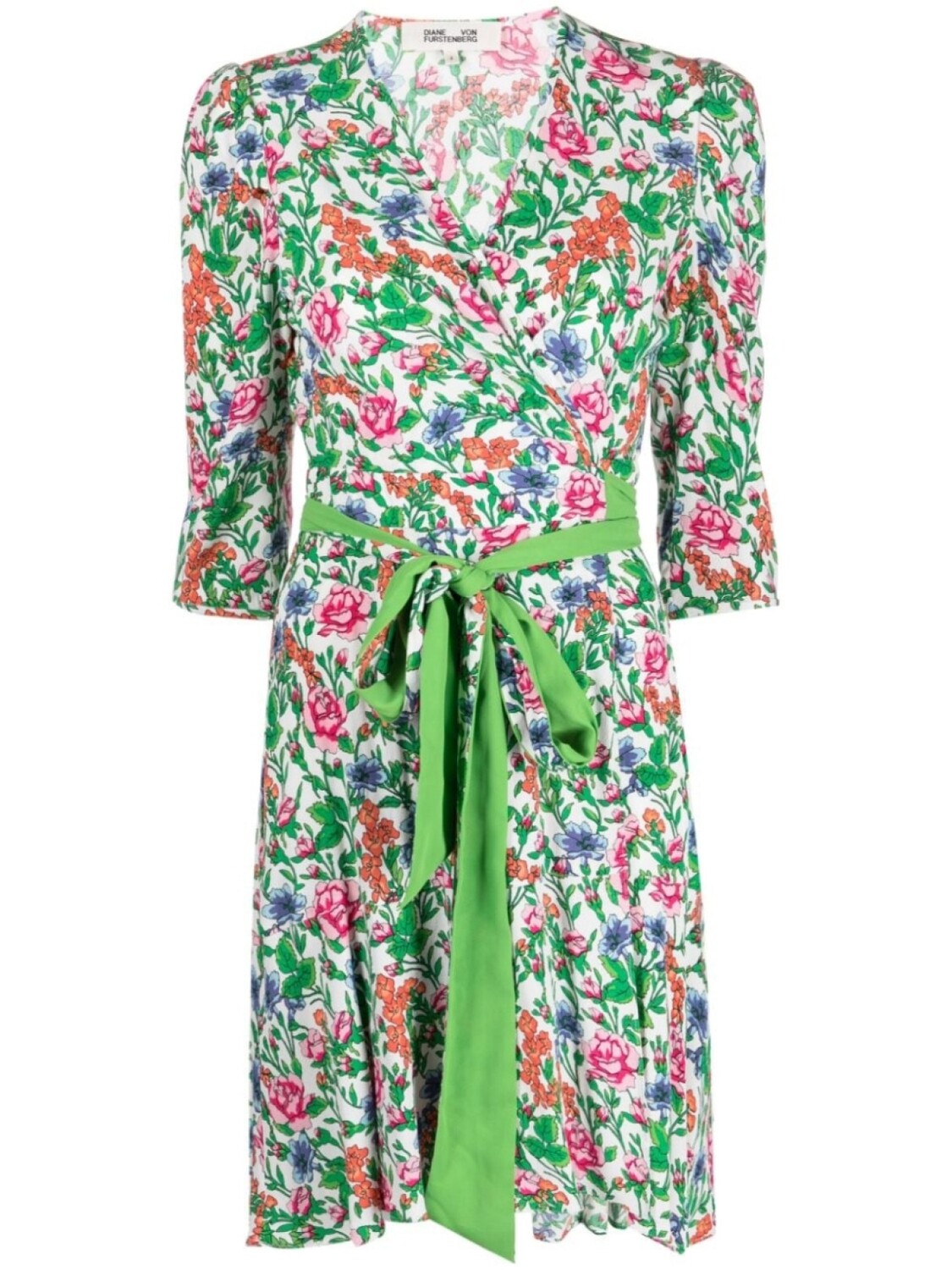 

Платье с запахом и цветочным принтом DVF Diane von Furstenberg, белый