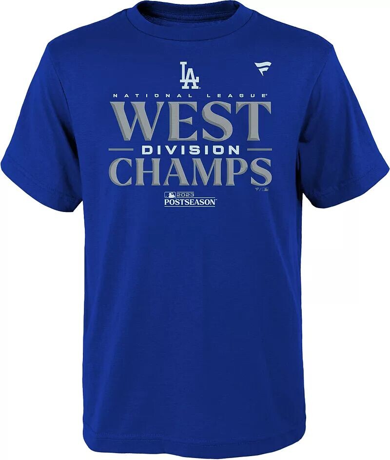 

Одежда команды MLB Молодежная футболка дивизиона 2023 Los Angeles Dodgers в раздевалке