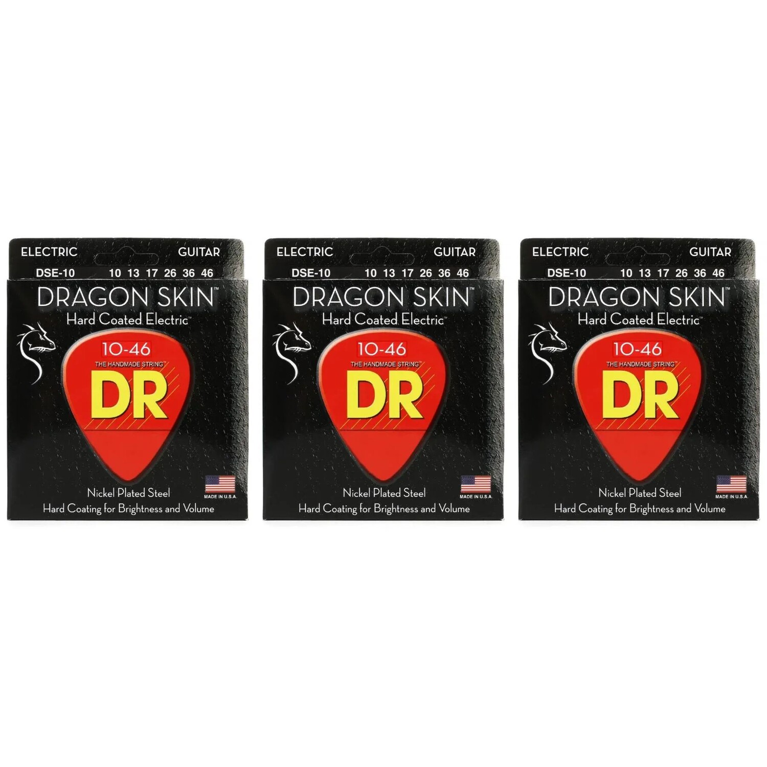 

Струны для электрогитары DR Strings DSE-2/10 Dragon Skin K3 с покрытием — .010-.046, средние, 3 шт.