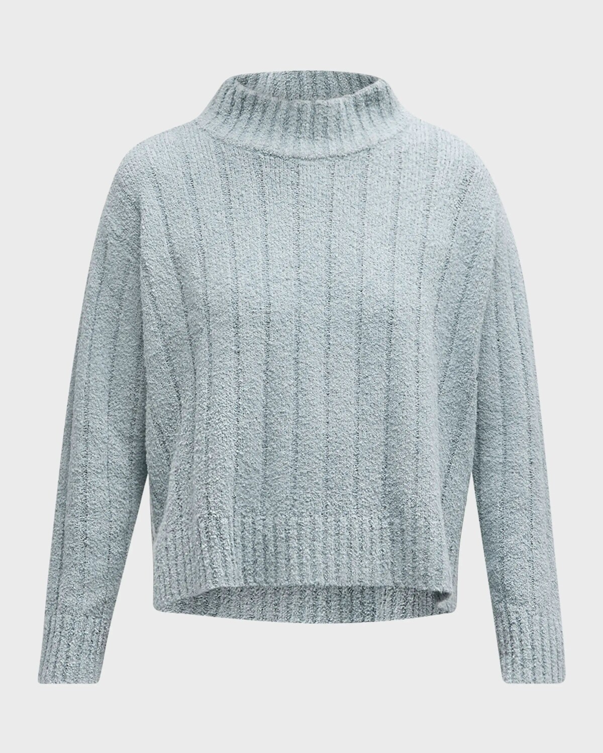 

Пушистый свитер в рубчик с воротником-стойкой Eileen Fisher, черный