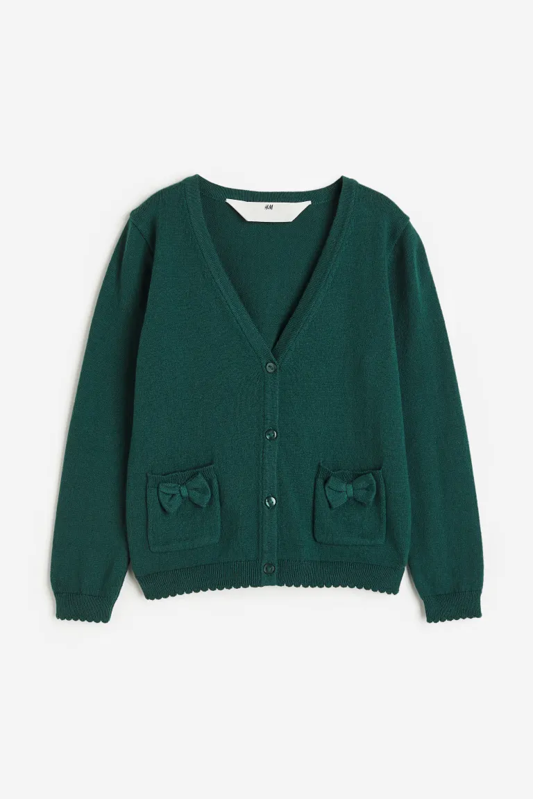 

Хлопковый кардиган для школы H&M, зеленый
