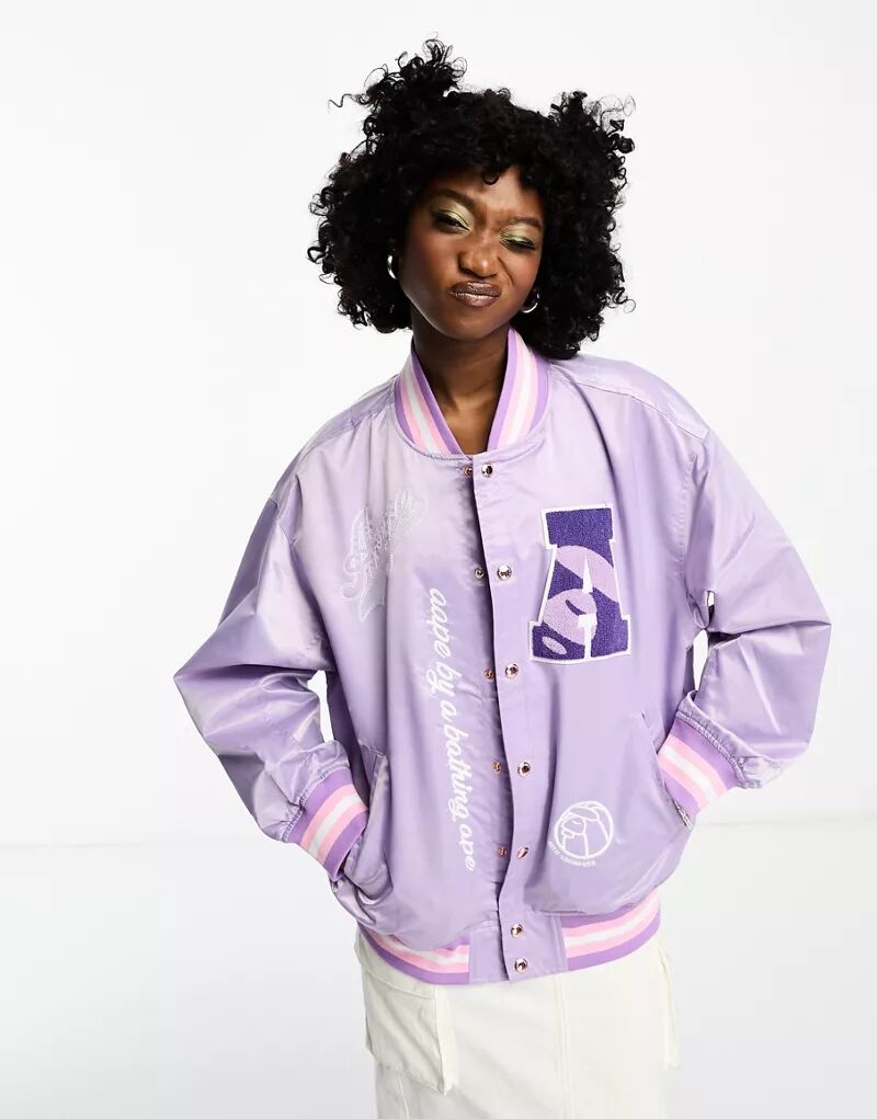 цена Фиолетовая университетская куртка Aape By A Bathing Ape