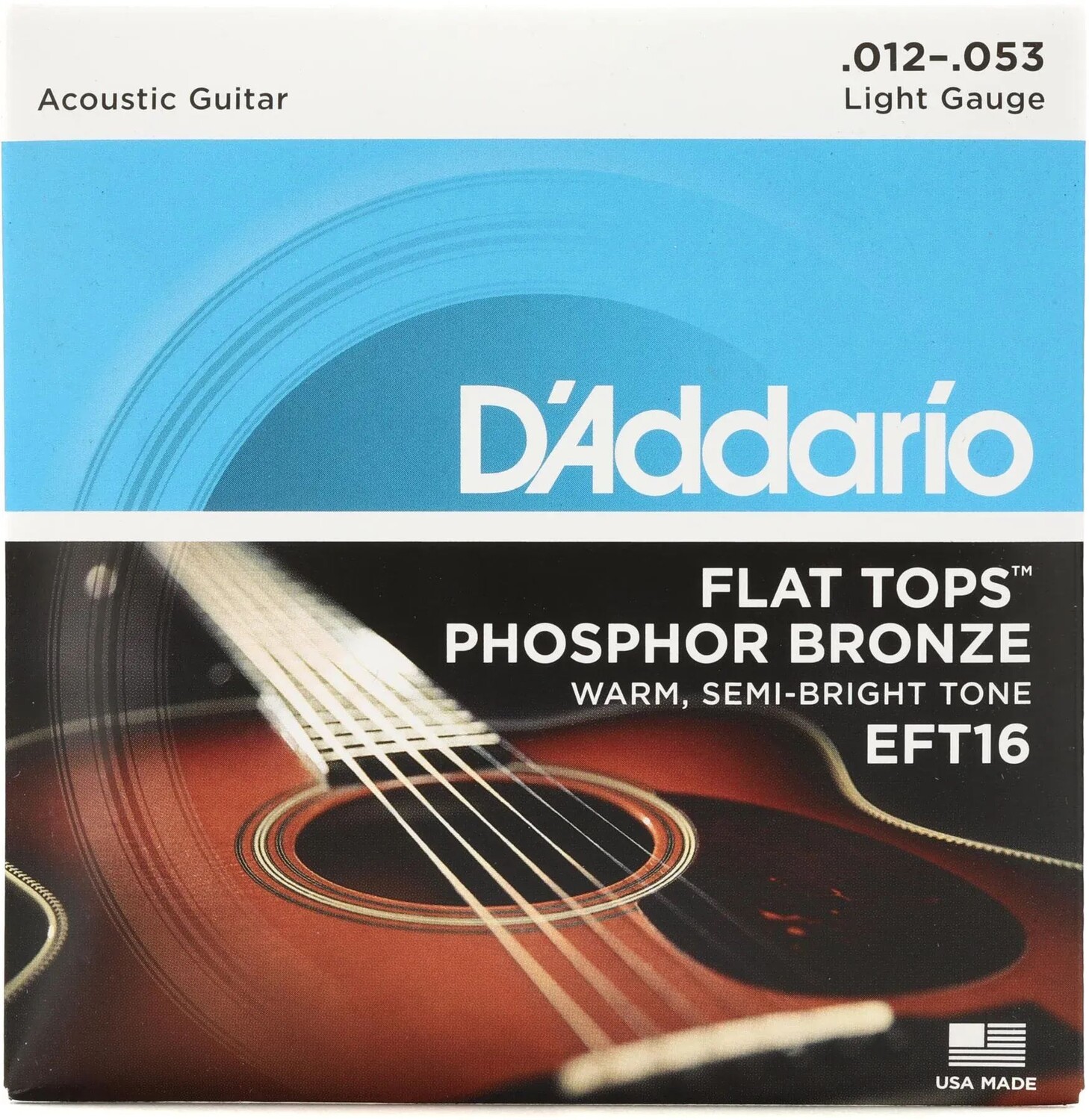 

Струны D'Addario EFT16 Flat Tops для акустической гитары из фосфористой бронзы — .012-.053 светлые
