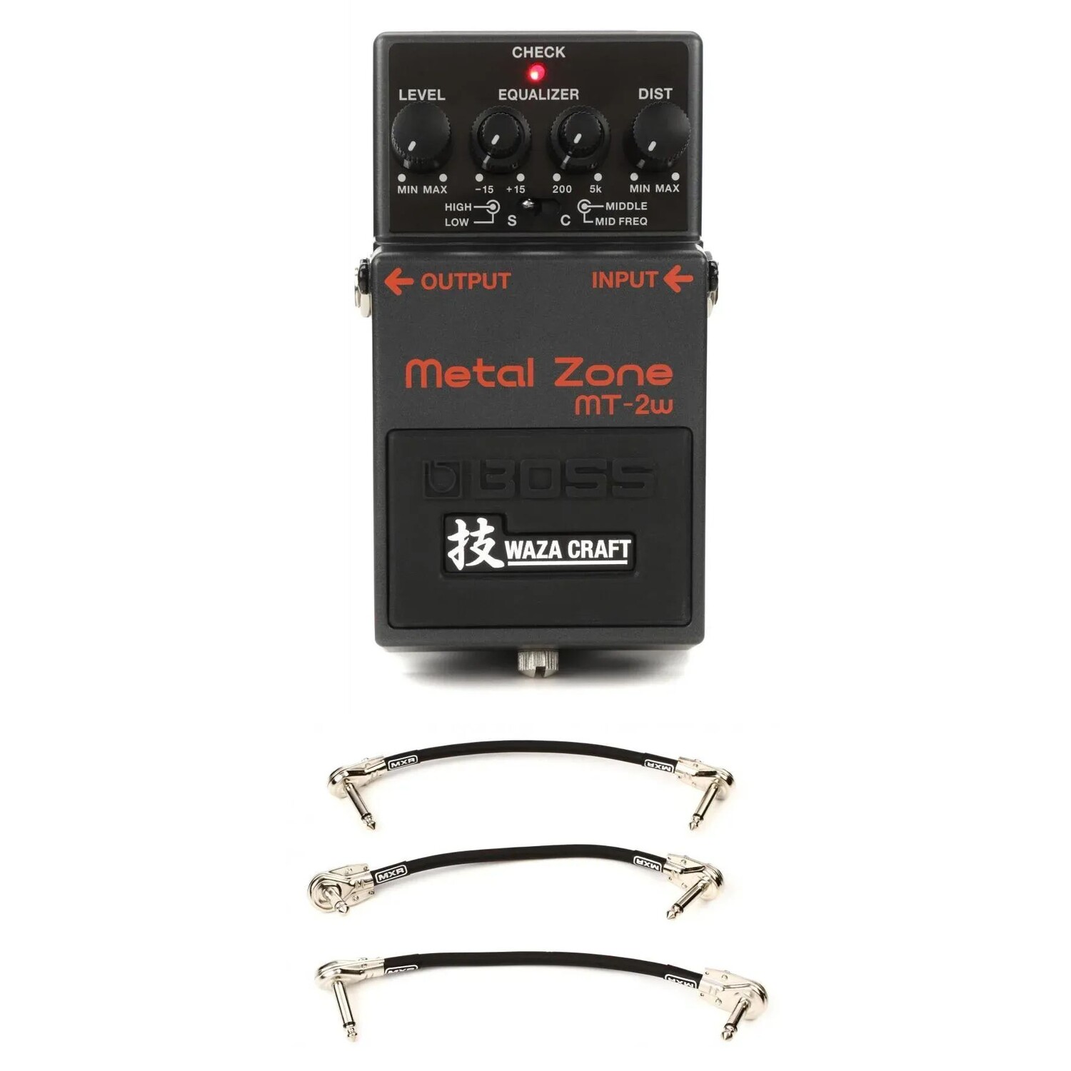 

Boss MT-2W Waza Craft Metal Zone Distortion педаль с 3 патч-кабелями
