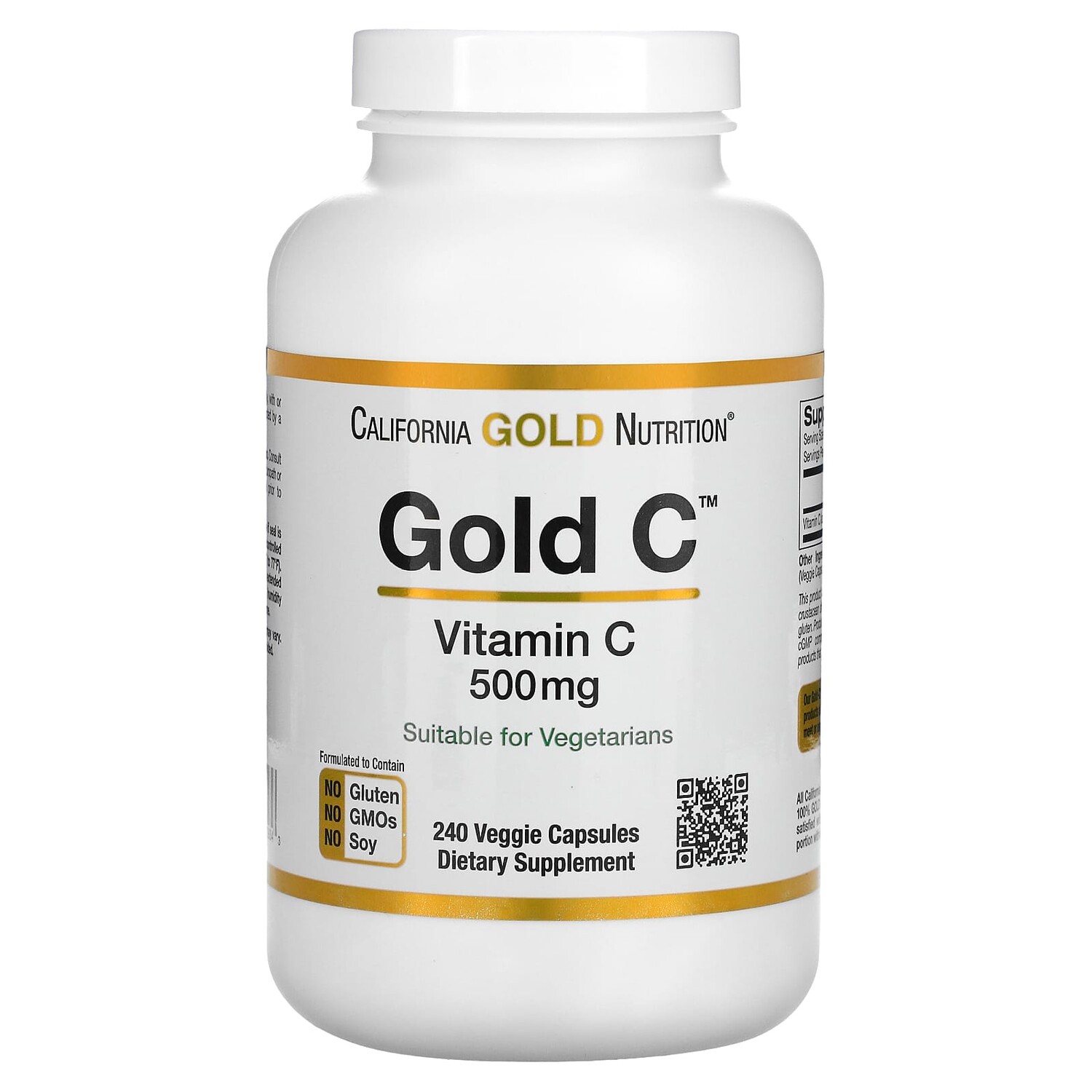 

Gold C, витамин C класса USP, 500 мг, 240 вегетарианских капсул, California Gold Nutrition