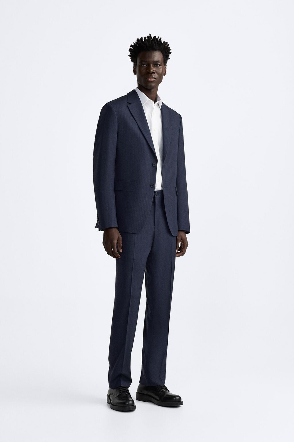 

Костюмный пиджак в полоску ZARA, темно-синий