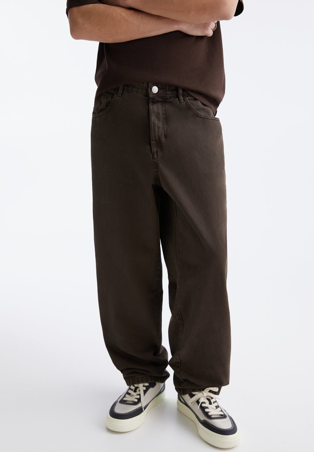 Мешковатые джинсы Wide-Leg PULL&BEAR, коричневый