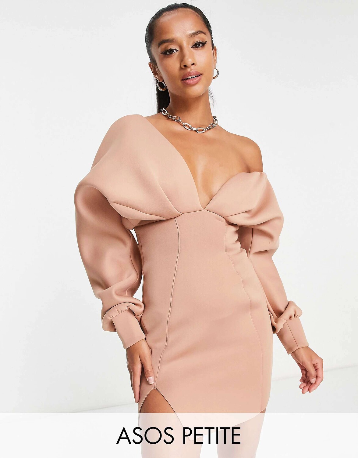 

Проковое платье мини-блузон с приспущенными плечами ASOS DESIGN Petite