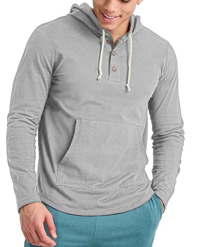 

Мужская толстовка с капюшоном Originals Tri-Blend Henley Hanes, серый