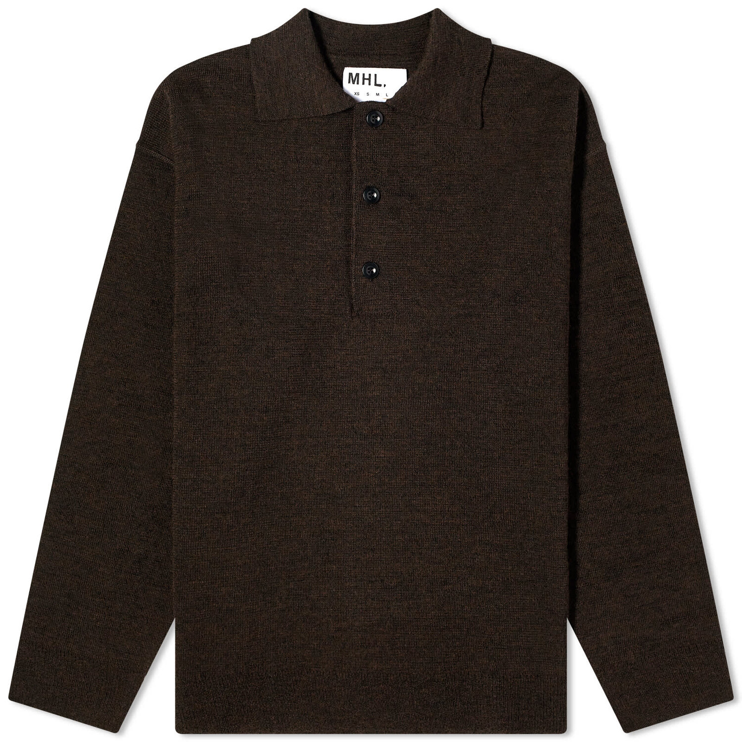 

Поло Mhl By Margaret Howell Oversized Knitted Long Sleeve, цвет Ebony