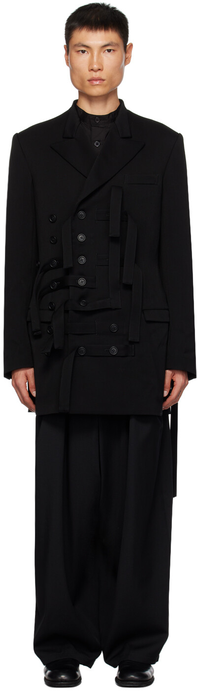 

Черная куртка с поясом Yohji Yamamoto, Черный